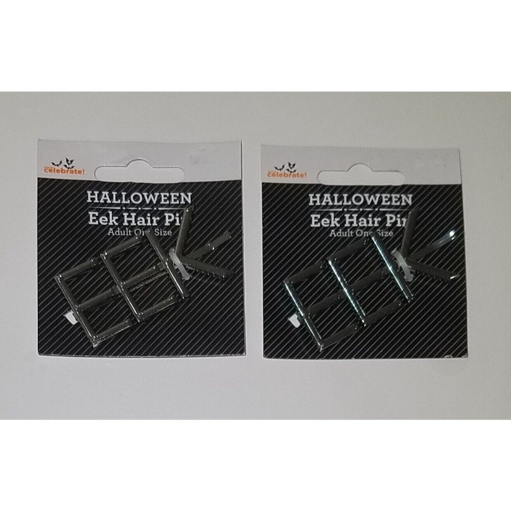 NEW 2 Silver-Tone Halloween EEK Hair Pins Adult OS 2" wide Costume Accessory Lot